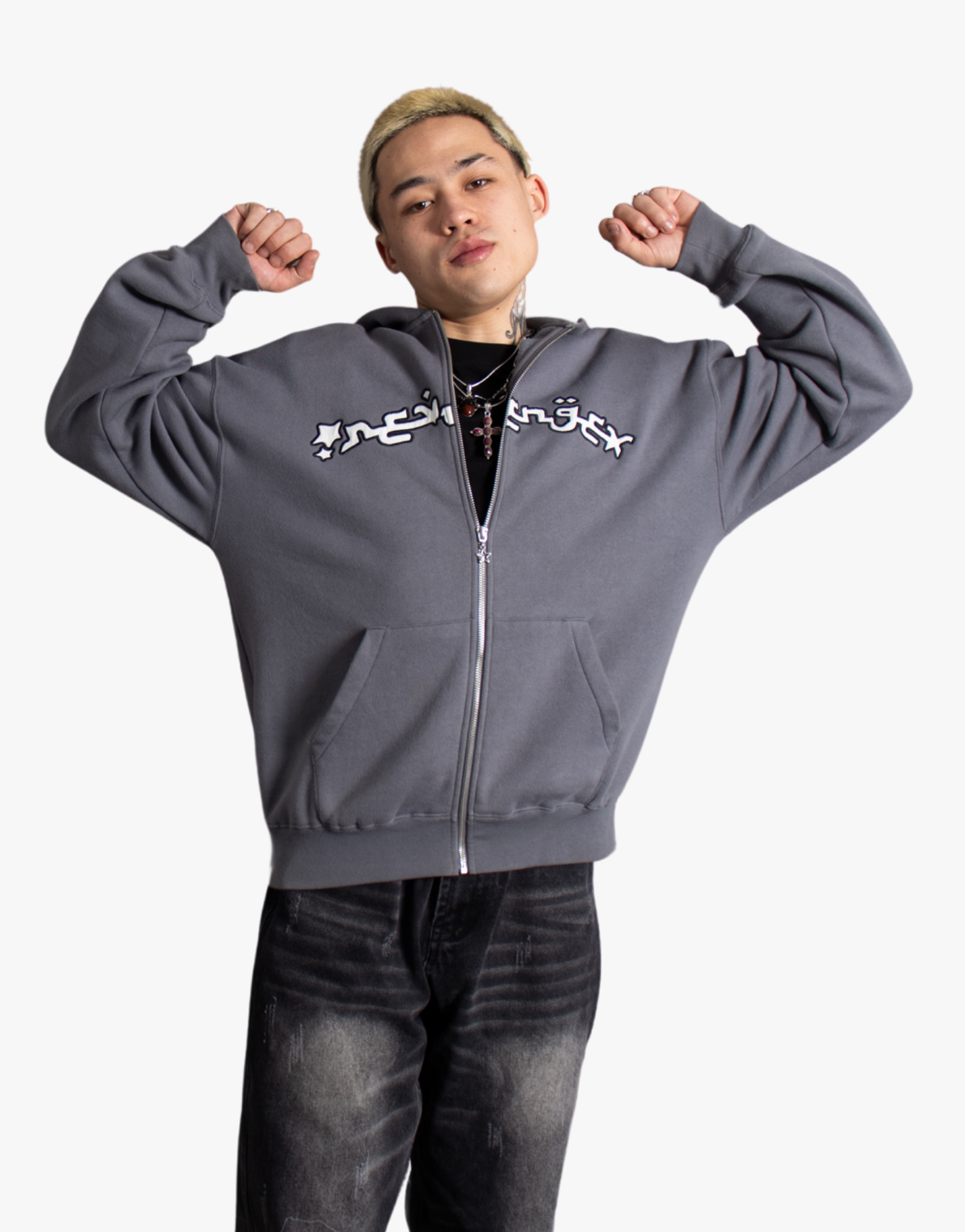 SWEAT ZIP GRIS + SWEAT ZIP ROSE