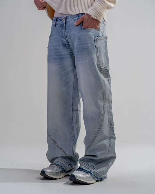 JEANS BAGGY FLARE [BLU]