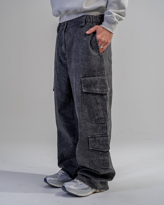 PANTALONI CARGO BAGGY [NERO]