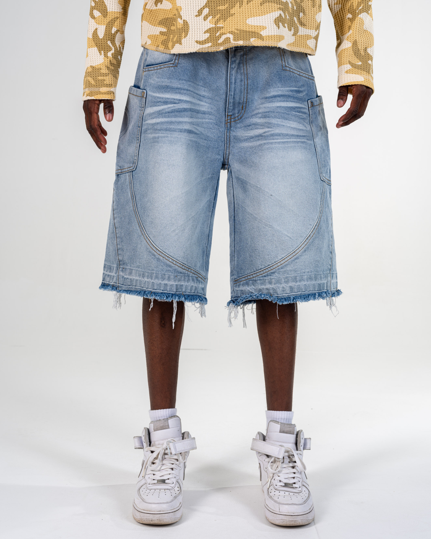 RIPPED BAGGY JORTS [AZZURRO]