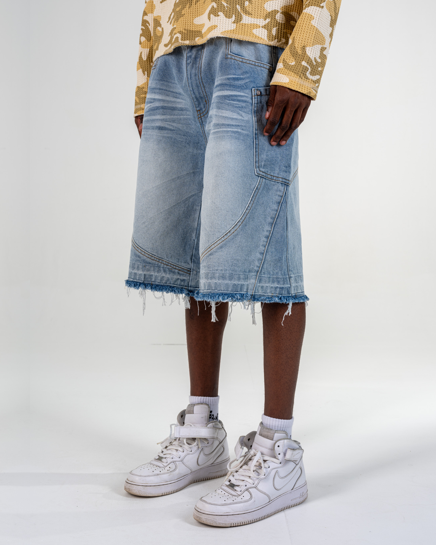RIPPED BAGGY JORTS [AZZURRO]