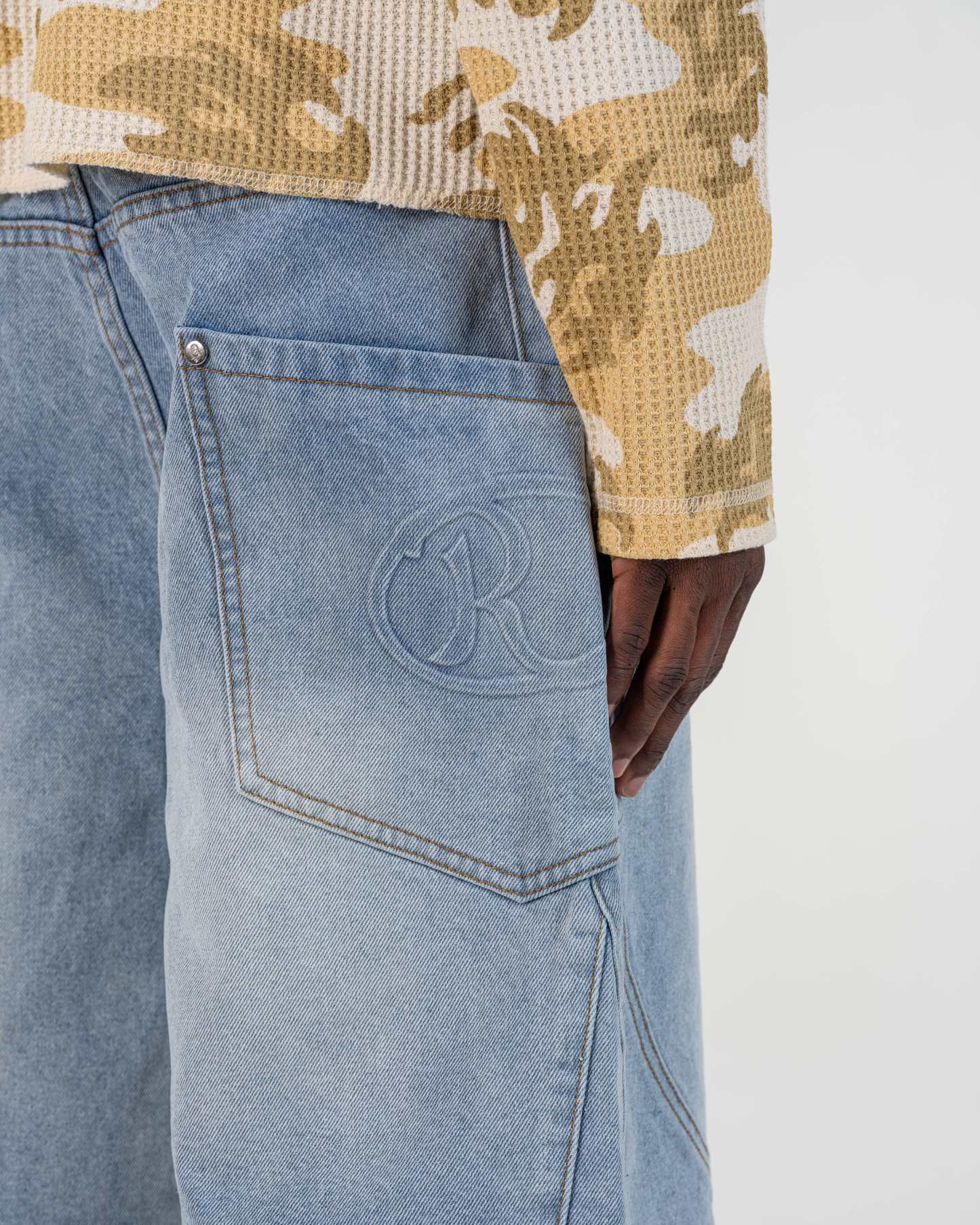 RIPPED BAGGY JORTS [AZZURRO]
