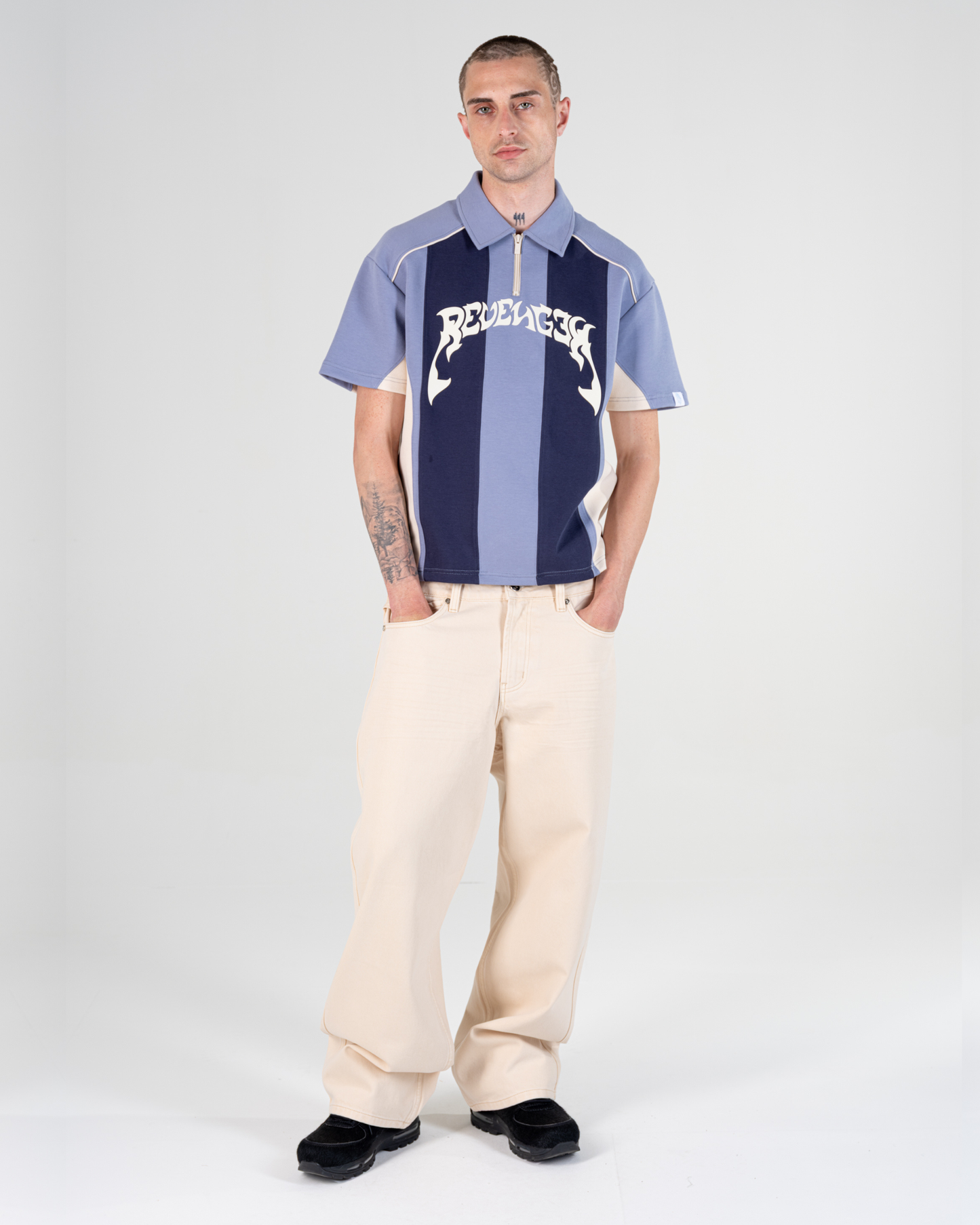 PATCHWORK POLO SHIRT [BLUE]
