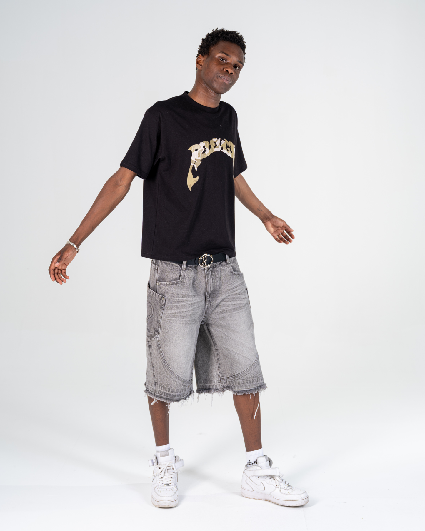 RIPPED BAGGY JORTS [GREY]