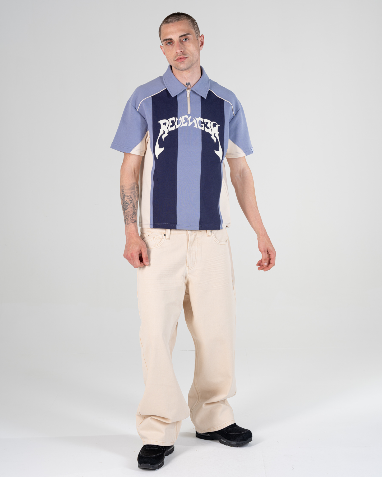 PATCHWORK POLO SHIRT [BLUE]