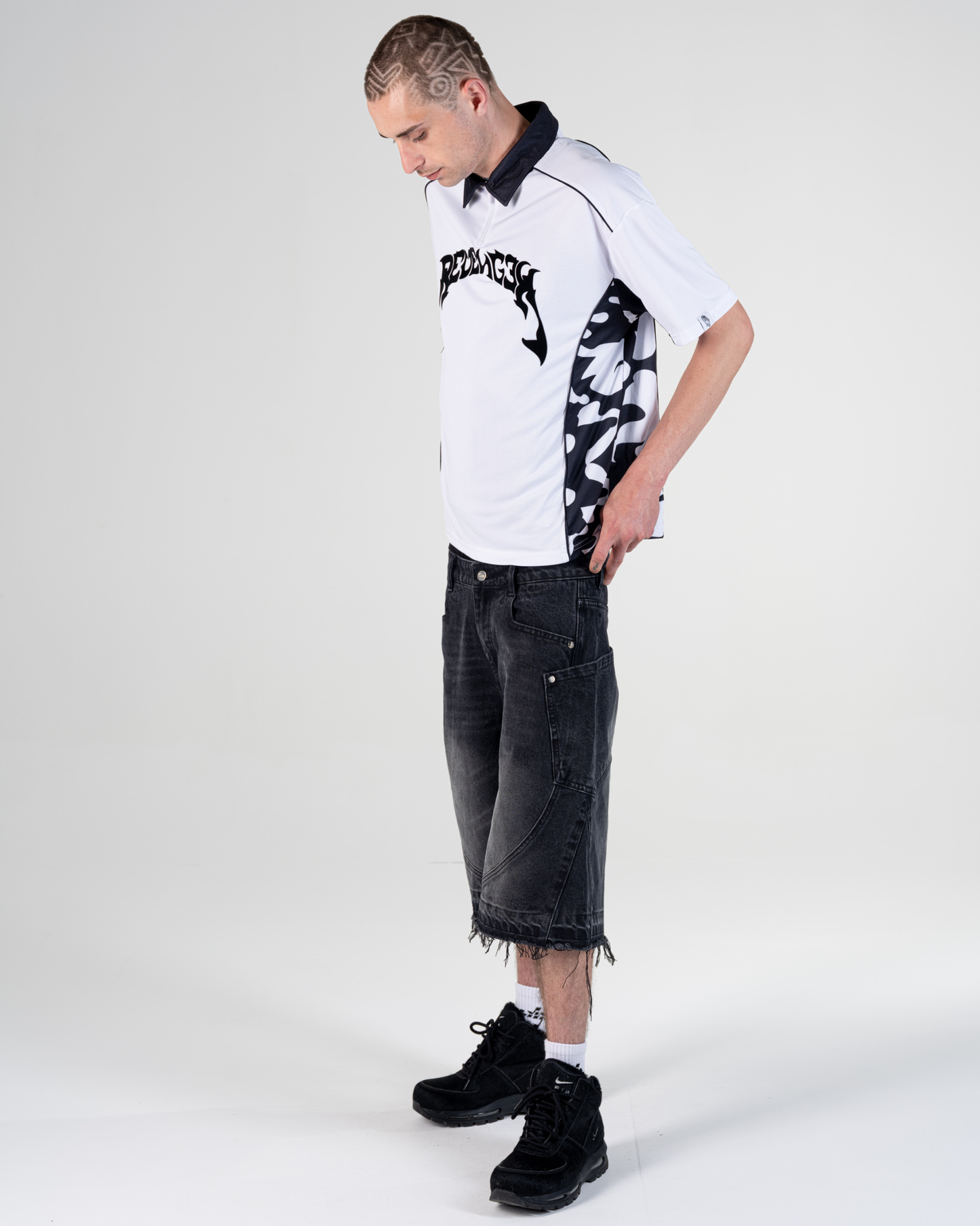 POLO IN MAGLIA CAMO [NERO]