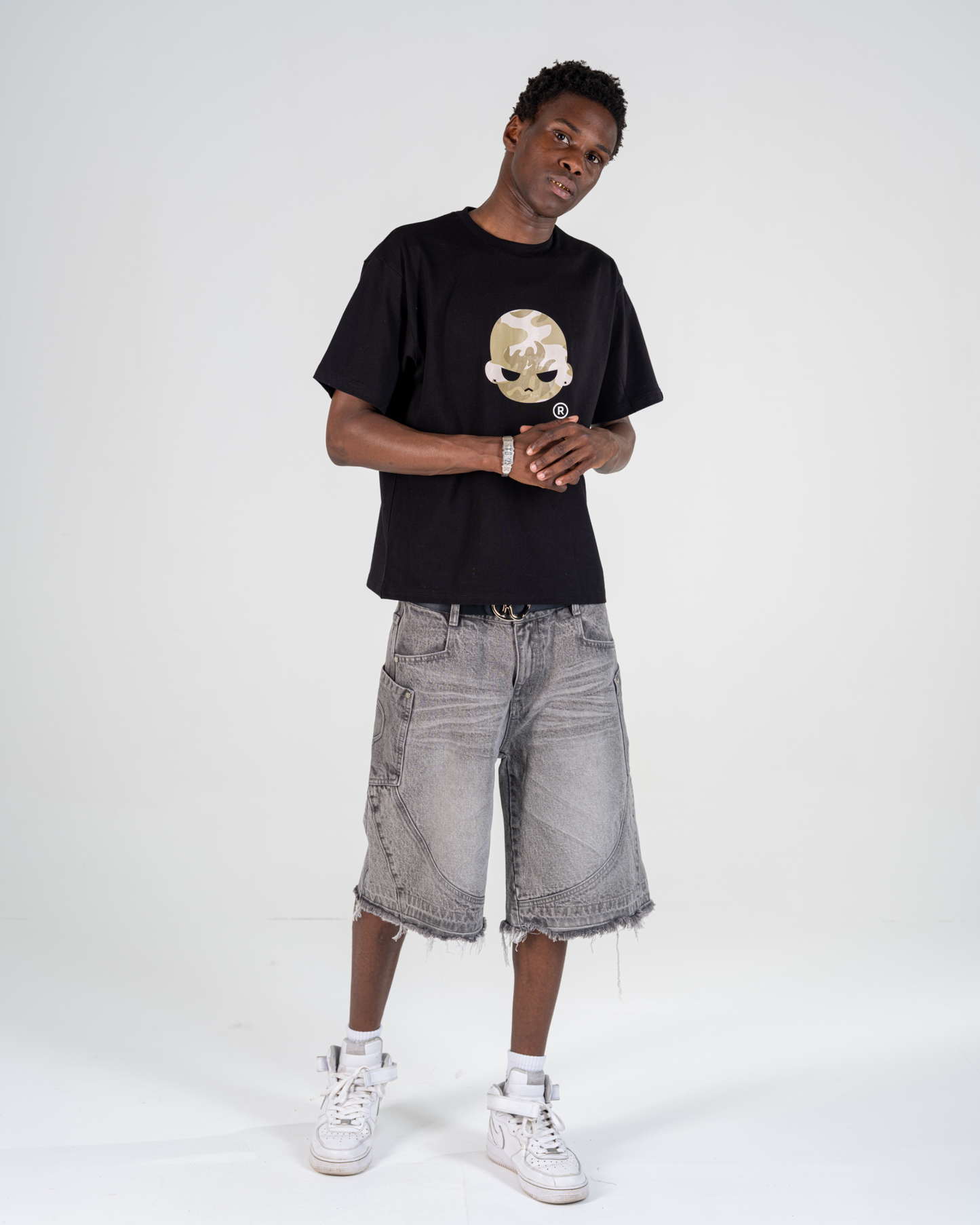 RIPPED BAGGY JORTS [GREY]