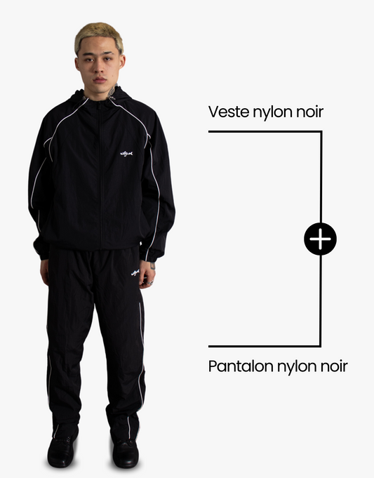 [PACK] BLACK NYLON JACKET + BLACK NYLON PANT