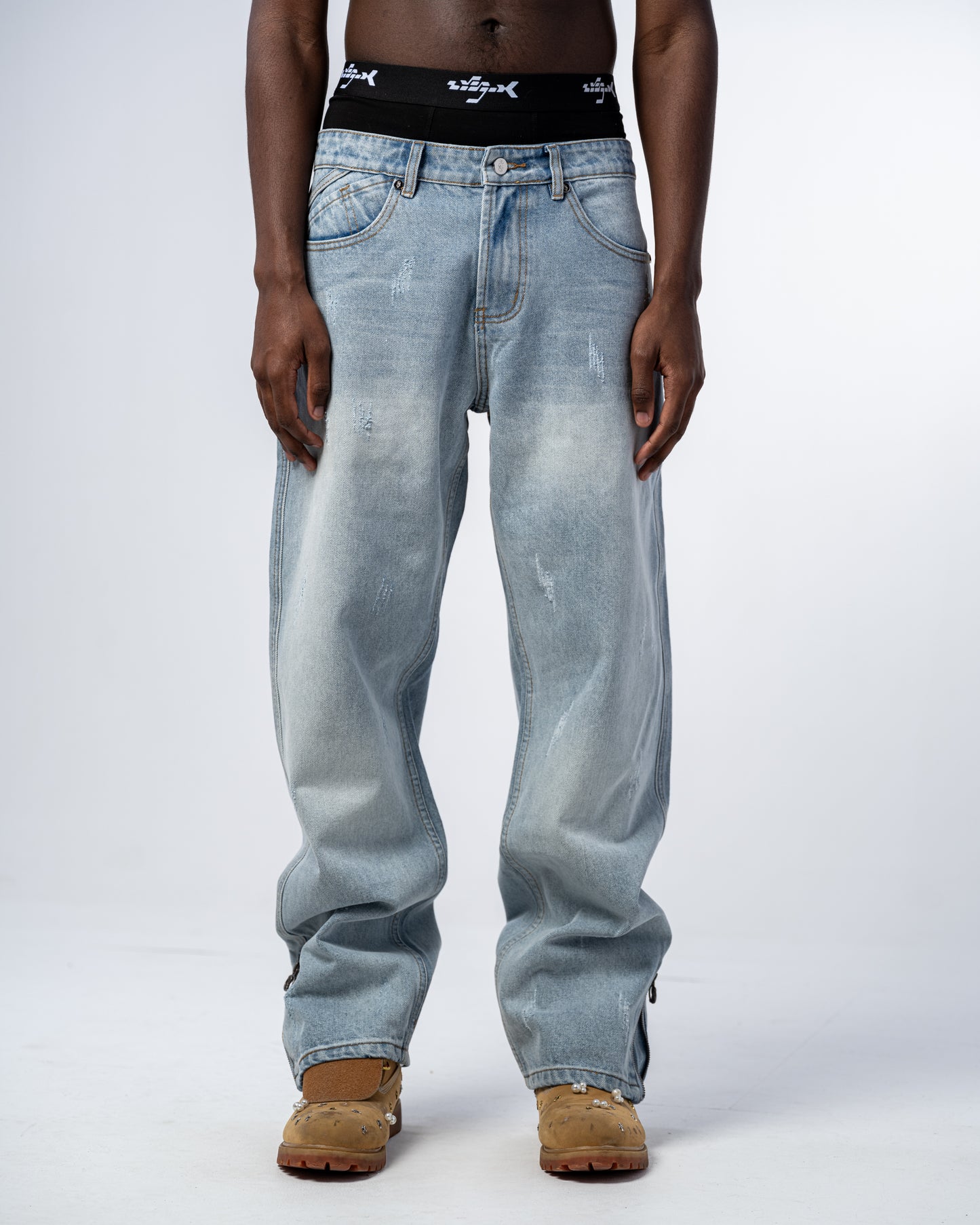 JEANS FLARE FIT CON CREMALLERA [AZUL]