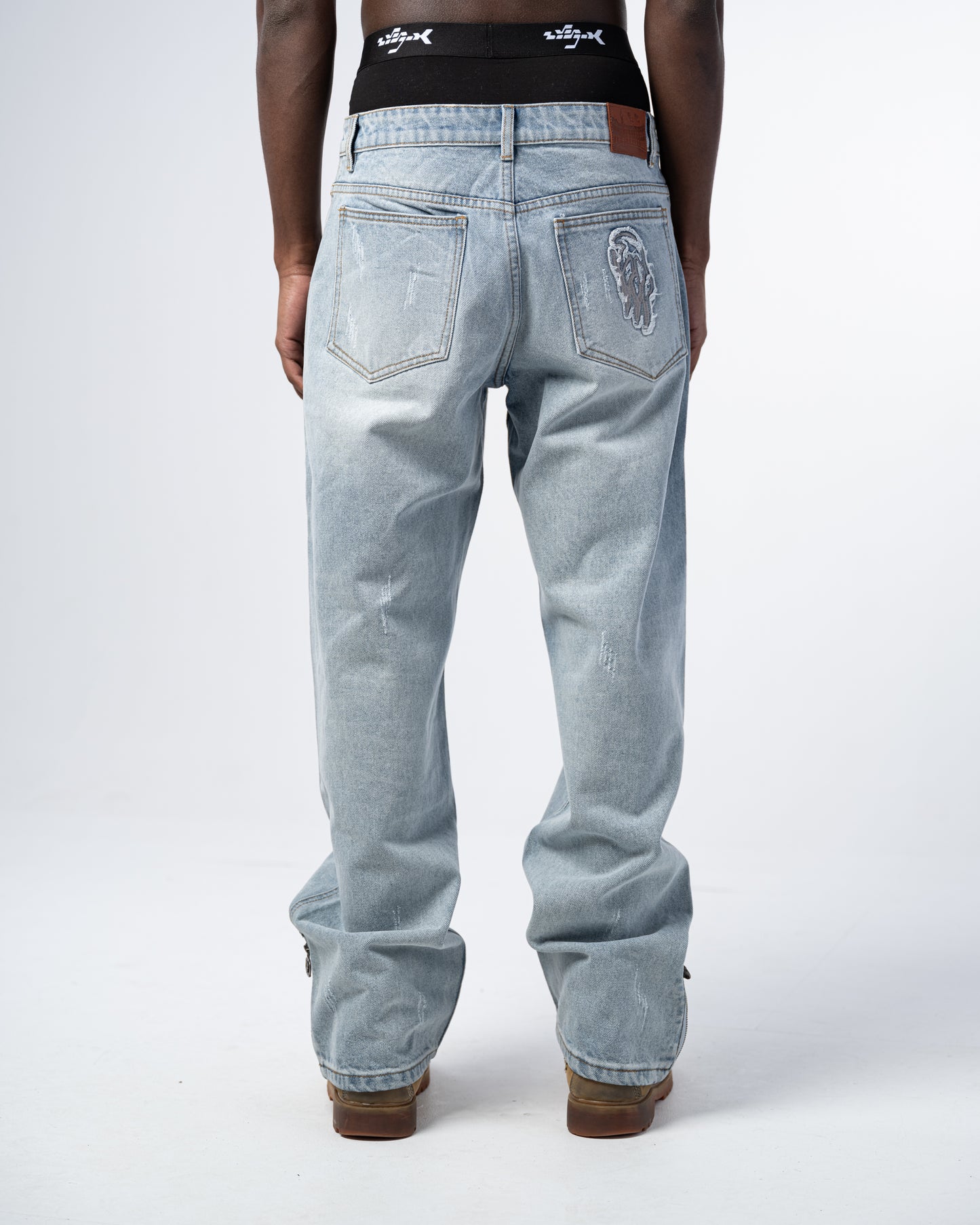 JEANS FLARE FIT CON CREMALLERA [AZUL]
